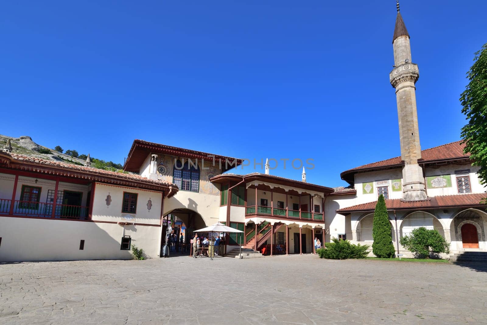 Bakhchisaray, Crimea - July 02. 2019. Palace Square at the entrance to Khan's Palace