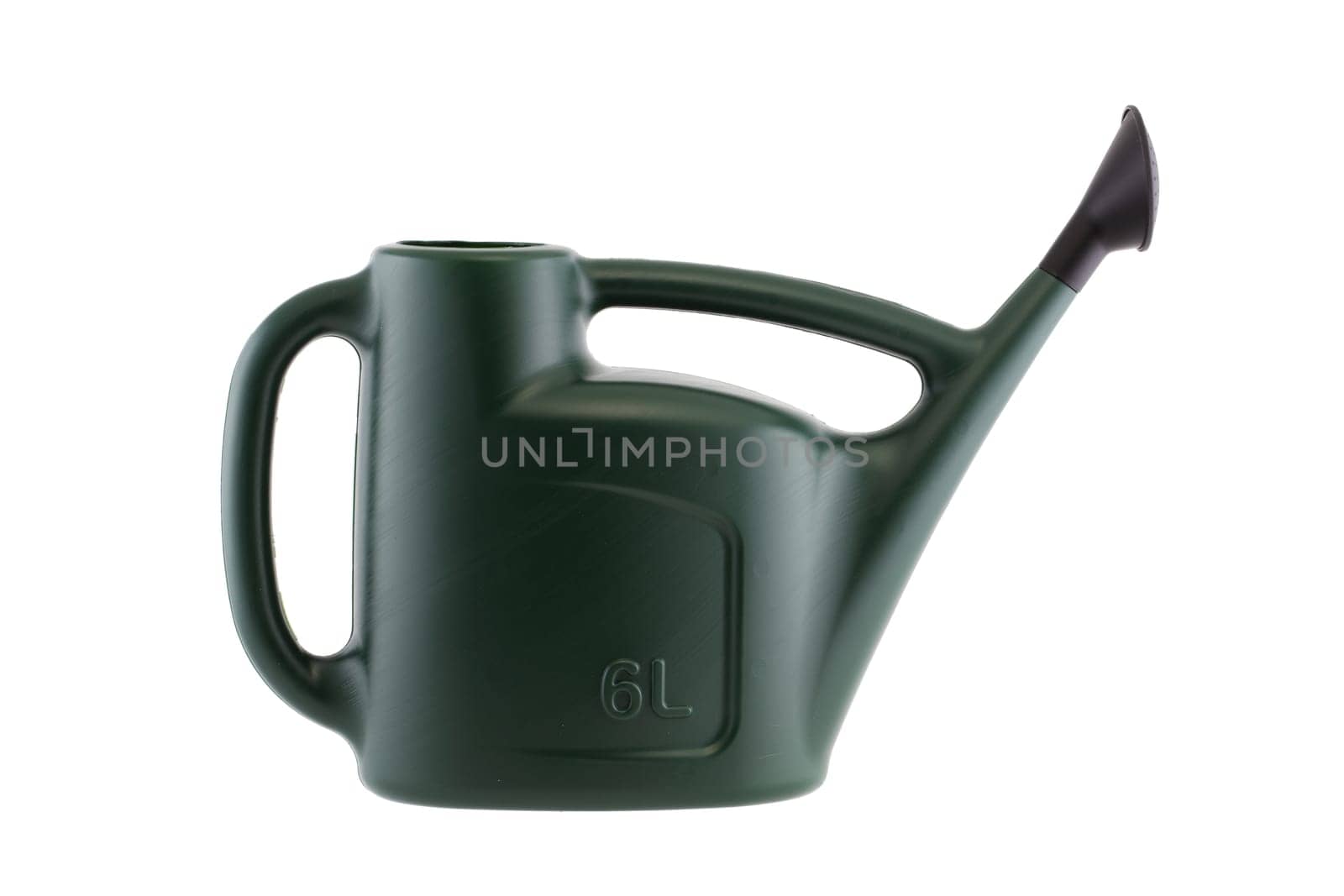 Green watering can side view with clipping path by VivacityImages