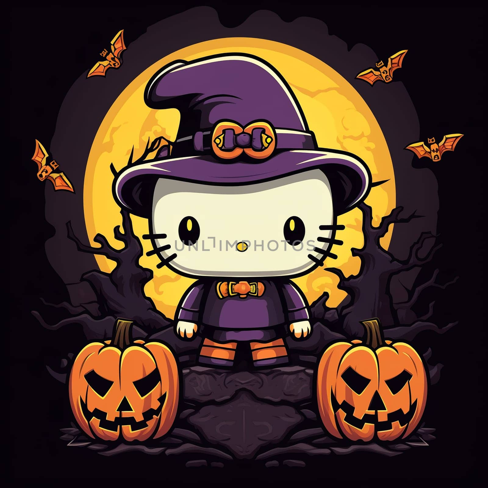 Halloween Spooky Hello Kitty. AI Generated. by AndreyKENO