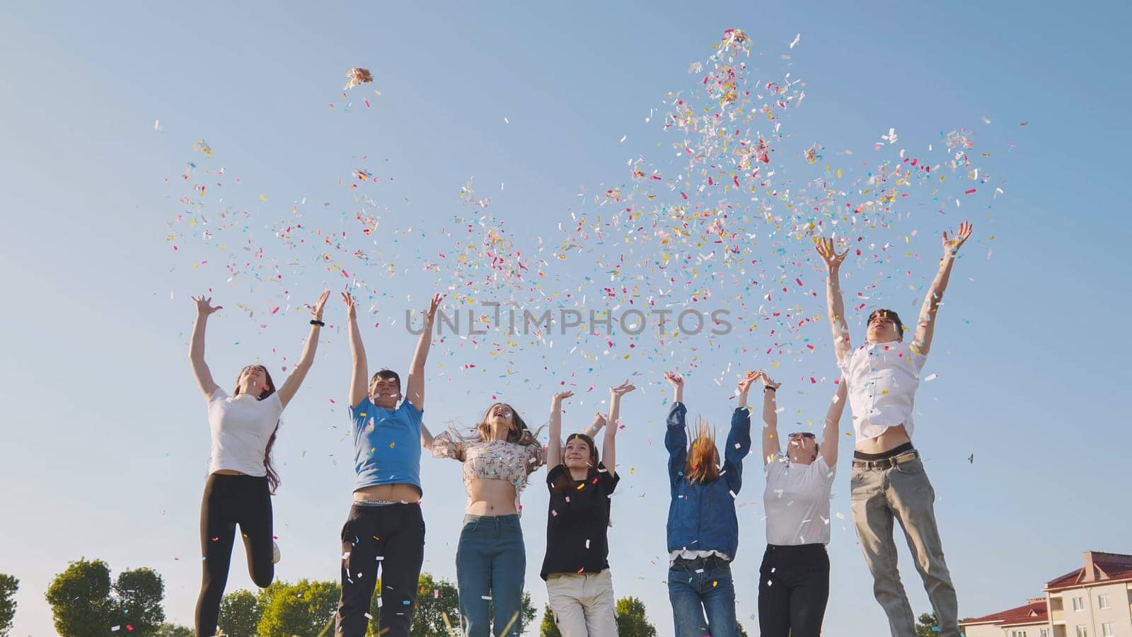 Party, holidays, new year and celebration concept - Female child throwing confetti.