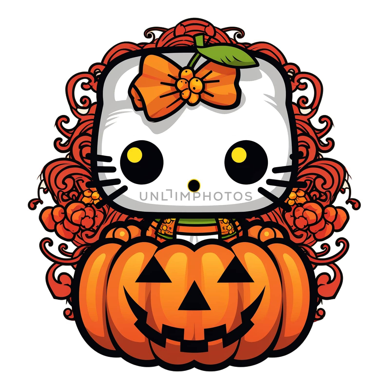 Halloween Spooky Hello Kitty. AI Generated. by AndreyKENO