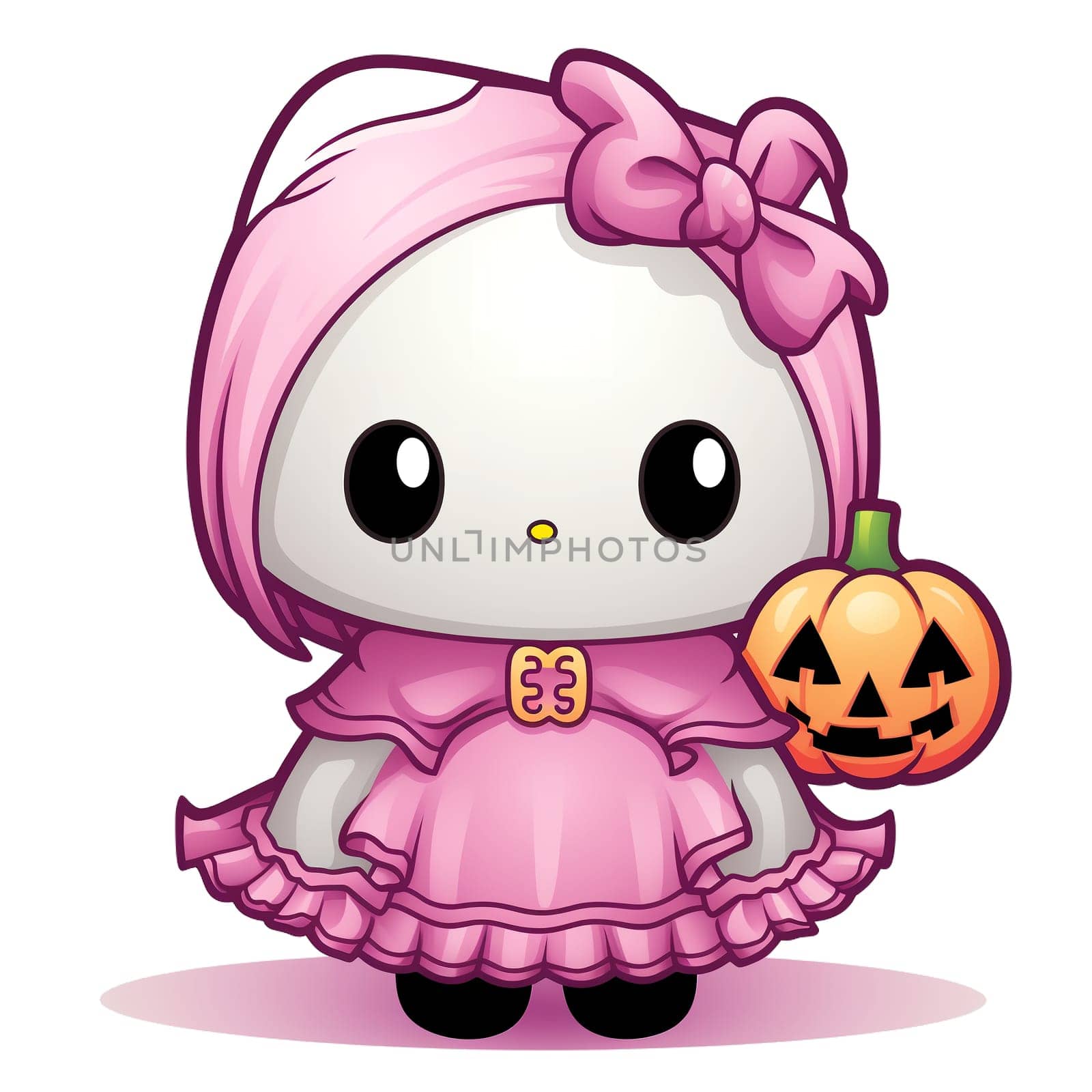 Halloween Spooky Hello Kitty. Cute Hello Kitty Kawaii. AI Generated.