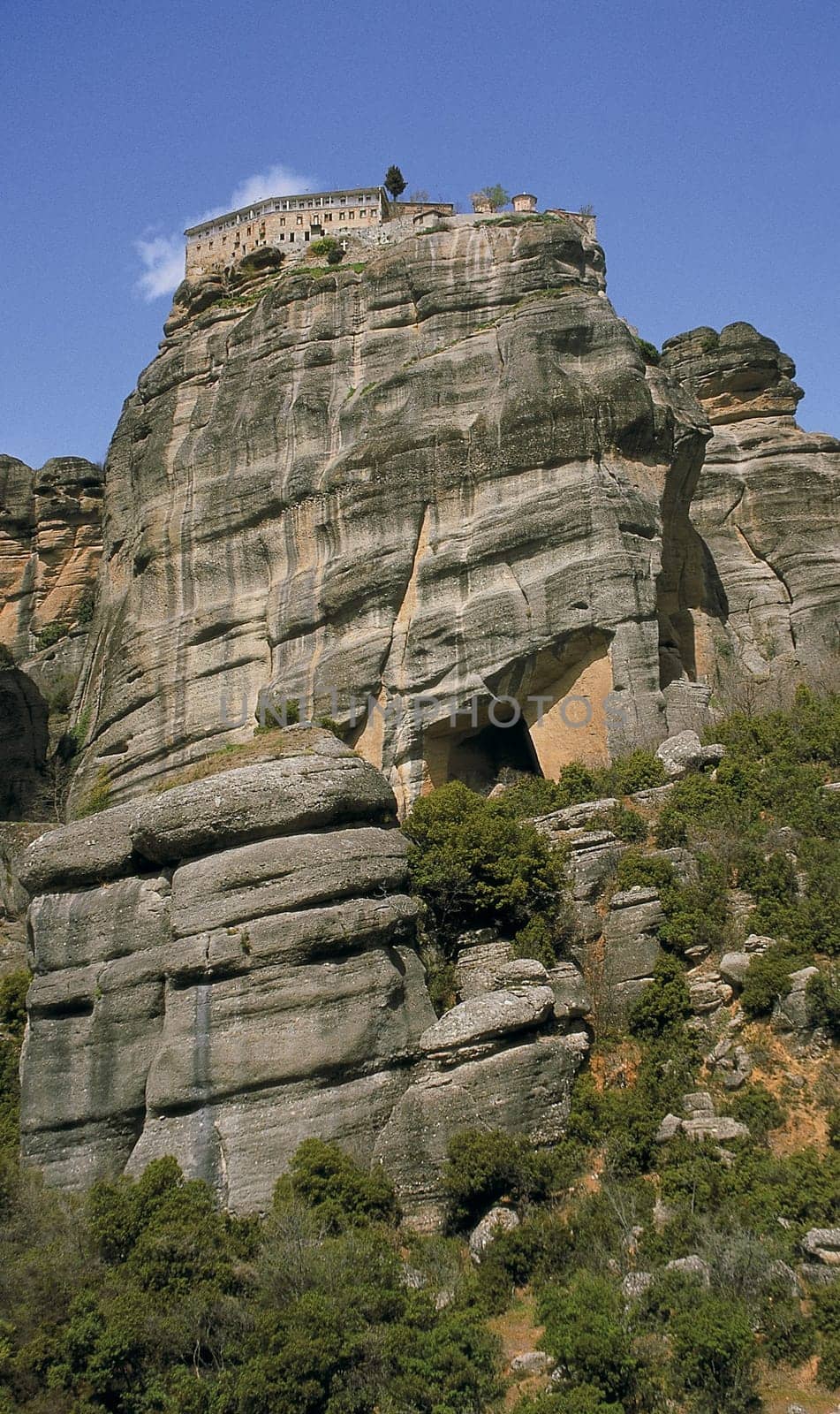 Meteora means "floating in the air"" and the Meteora monasteries are actually almost in heaven. On astonishingly inaccessible rock needles at an altitude of up to 300 m,located on the edge of the Pindus Mountains in Thessaly,they look far above"