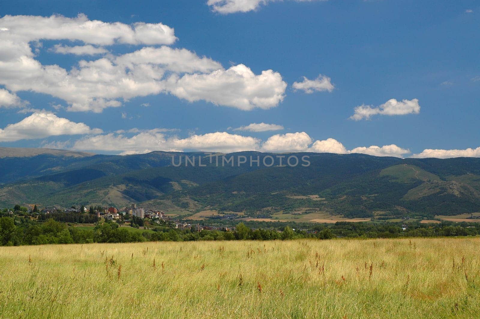 View from Guils de Cerdanya to Puigcerda in the Spanish Pyrenees. Created in July 2005.