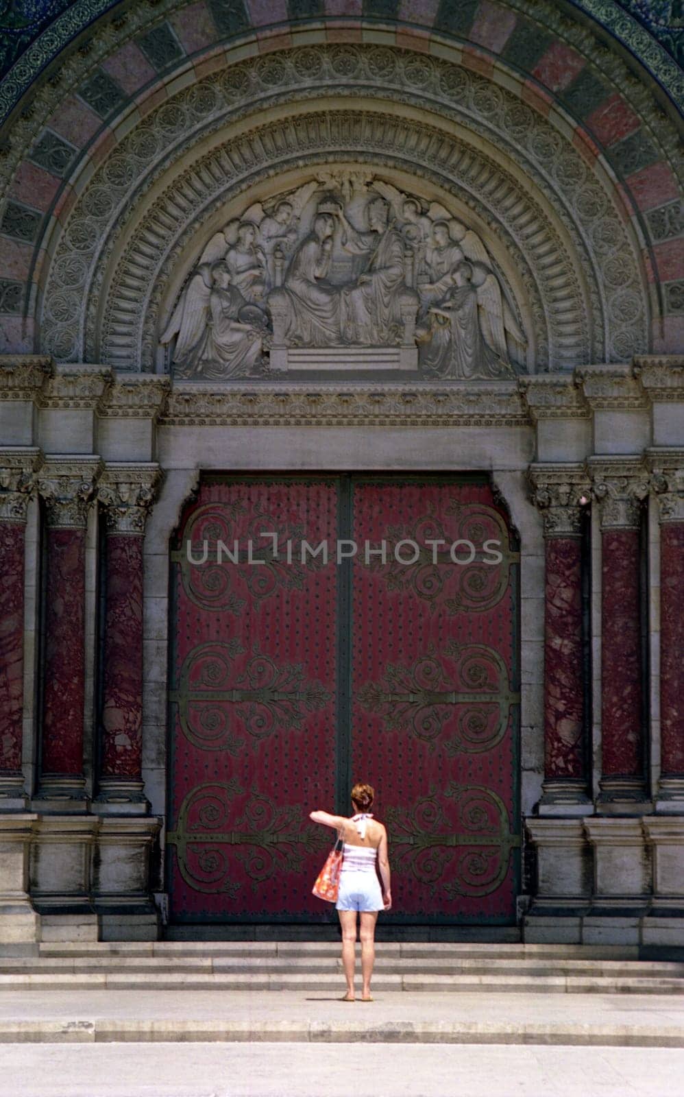At the entrance to the mighty cathedral "La Major"" in Marseille"