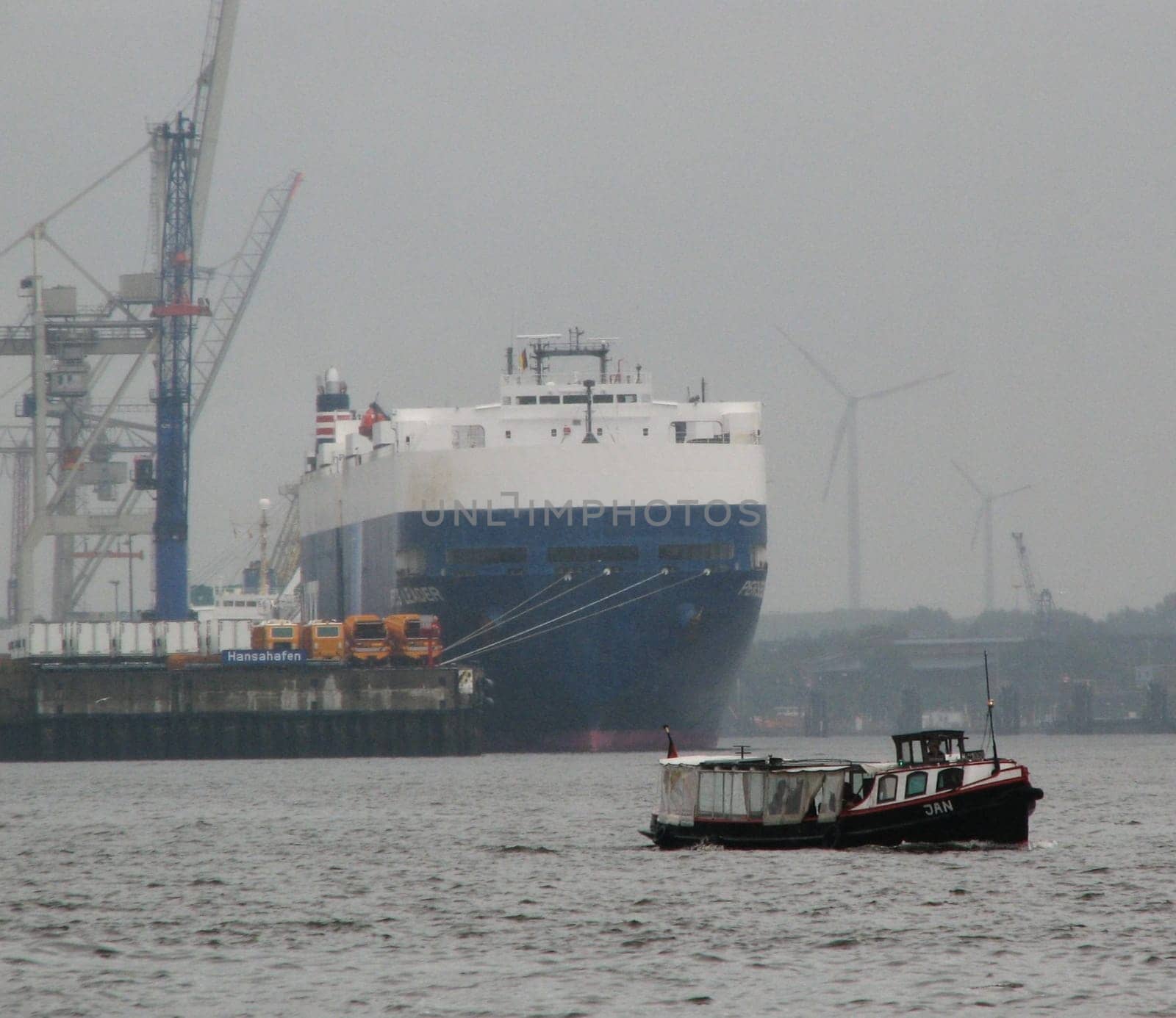 Was once again at the harbor,despite rain.  I think that's a typical picture for Hamburg.