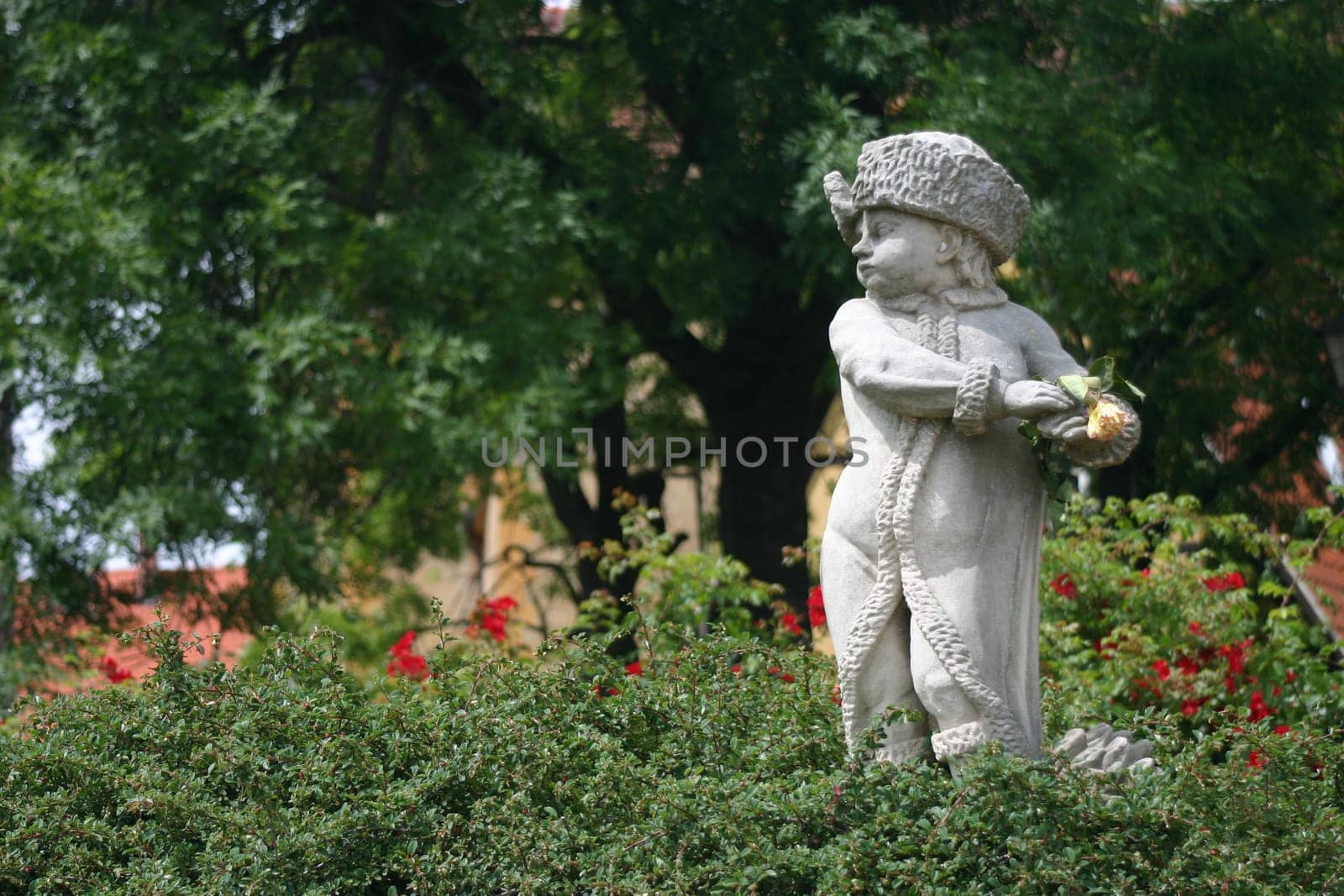 Small statue in the garden of the Schloßberg in Quedlinburg