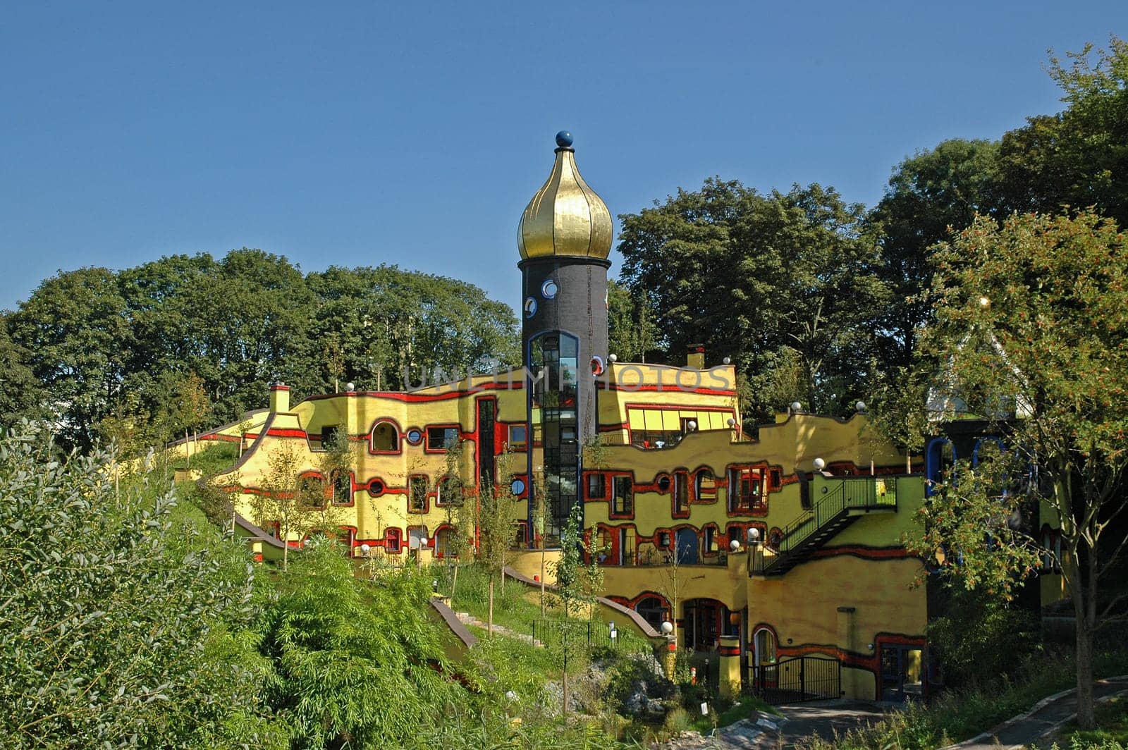 Family centre designed by Hundertwasser in the Grugapark in Essen