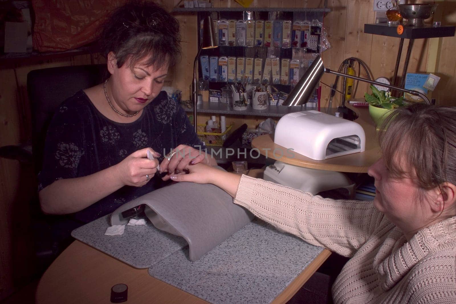 In the fingernail salon