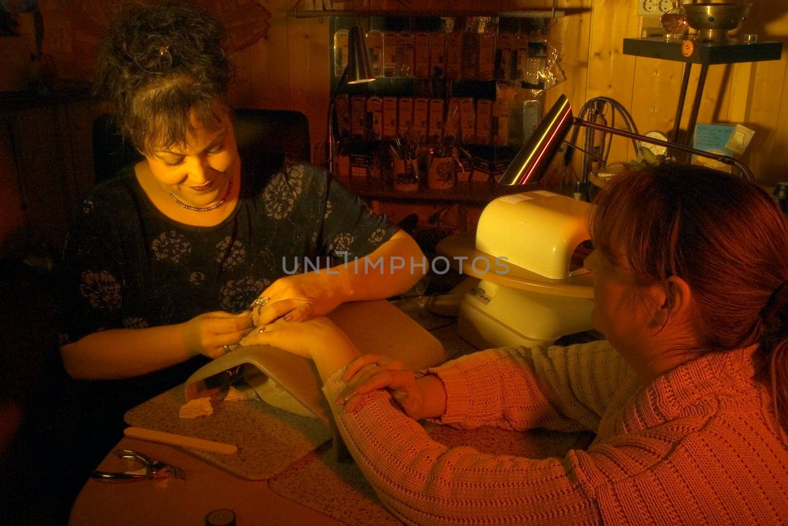 In the fingernail salon