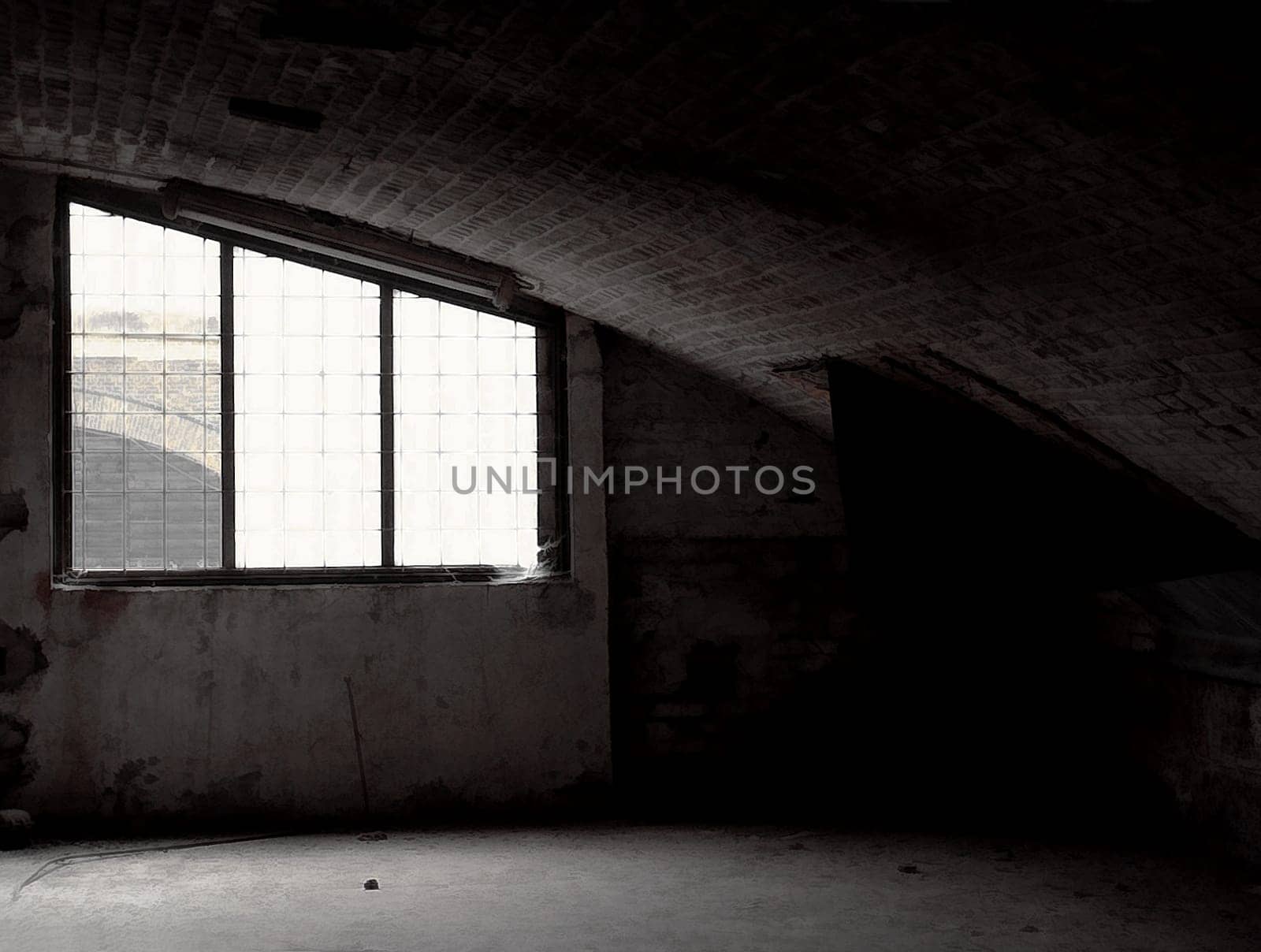 An old warehouse. The photo is slightly distorted.