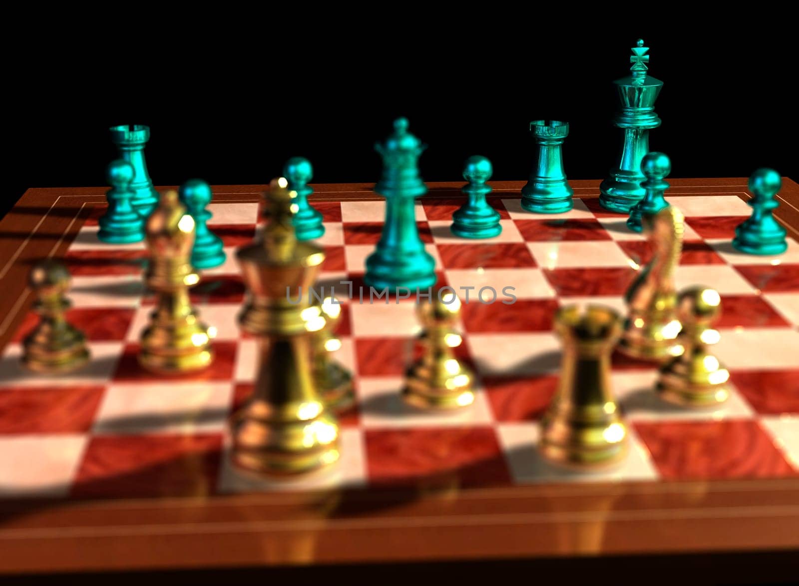The blur in the foreground is deliberately intentional. It's not a photo but a rendering and the sharpness gradient was intentionally included in the post-processing ! This is a hint for the image evaluators.