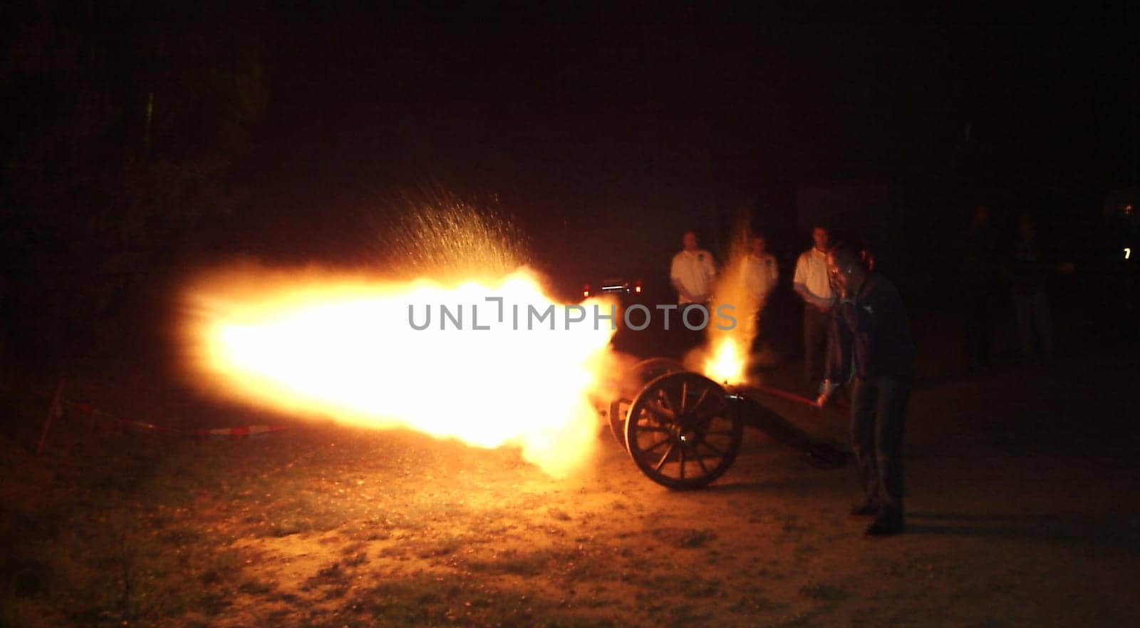 Firecracker shot with a cannon replica of the Steina shooting club,with approx. 200 gr. black powder as a charge.