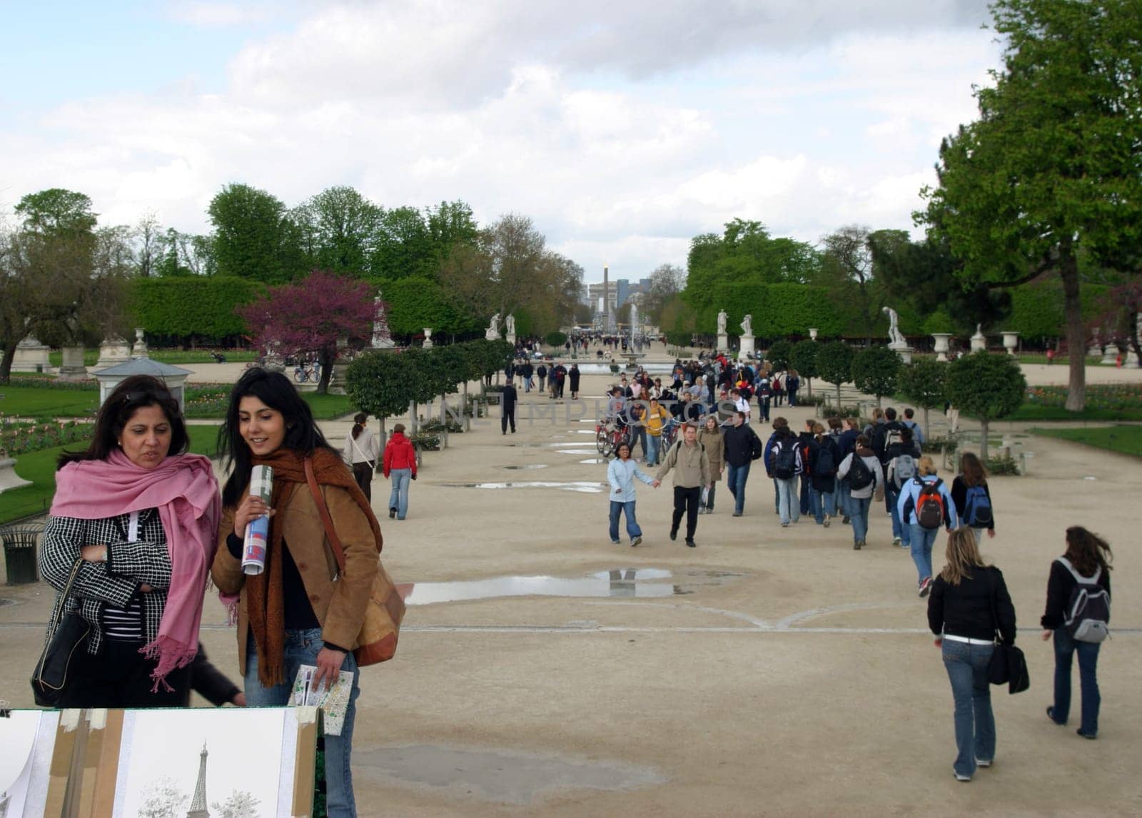 France,Paris,view over the place de la Concorde with obelisk,Champs-Elysées, Arc of Triumph