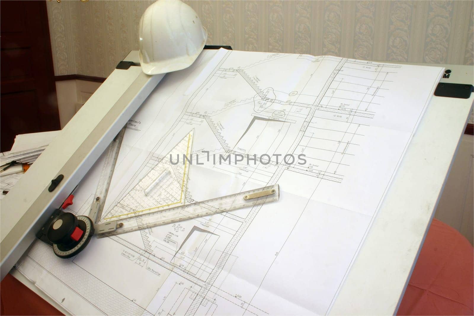 Drawing board with helmet