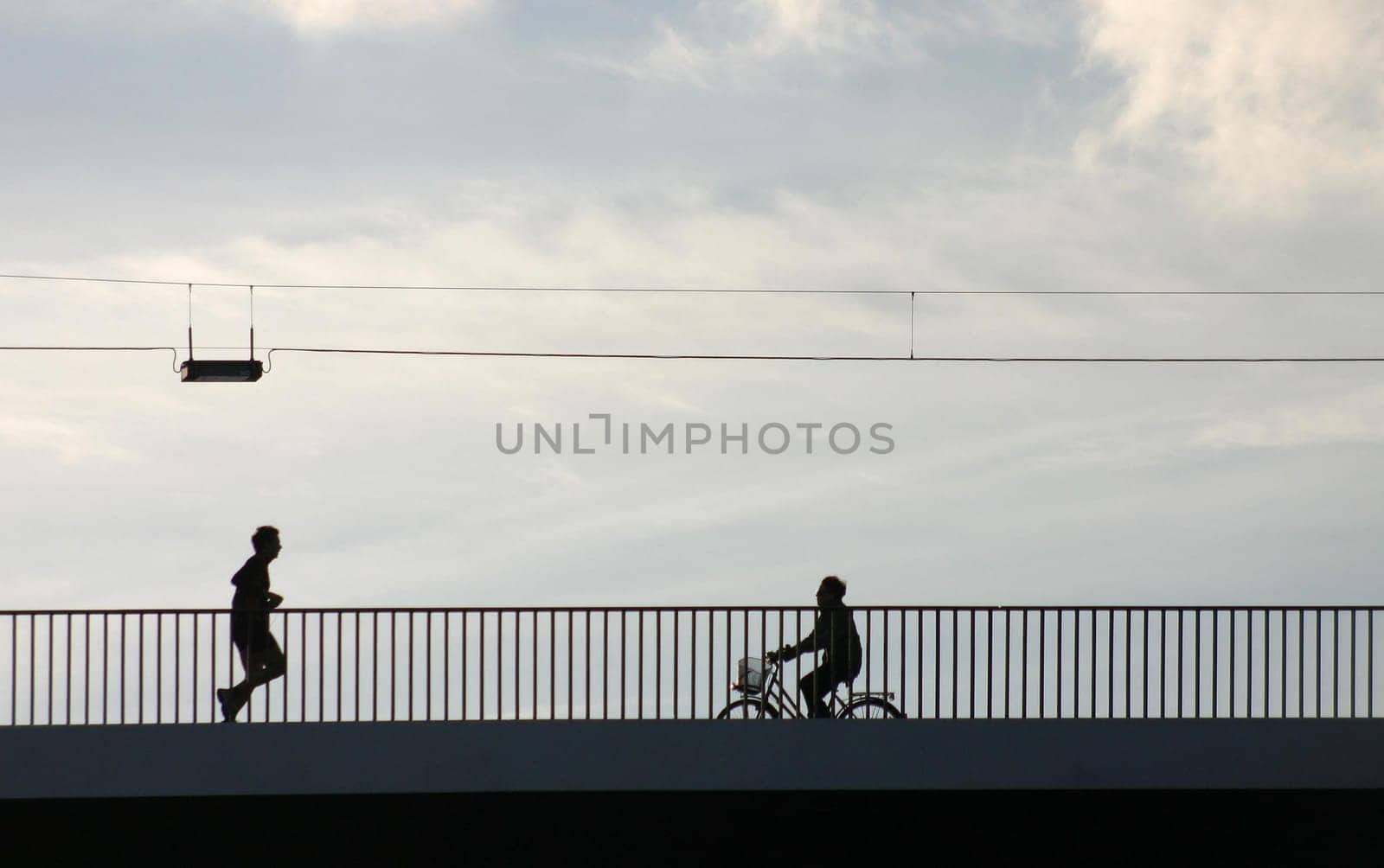 Cyclists and joggers