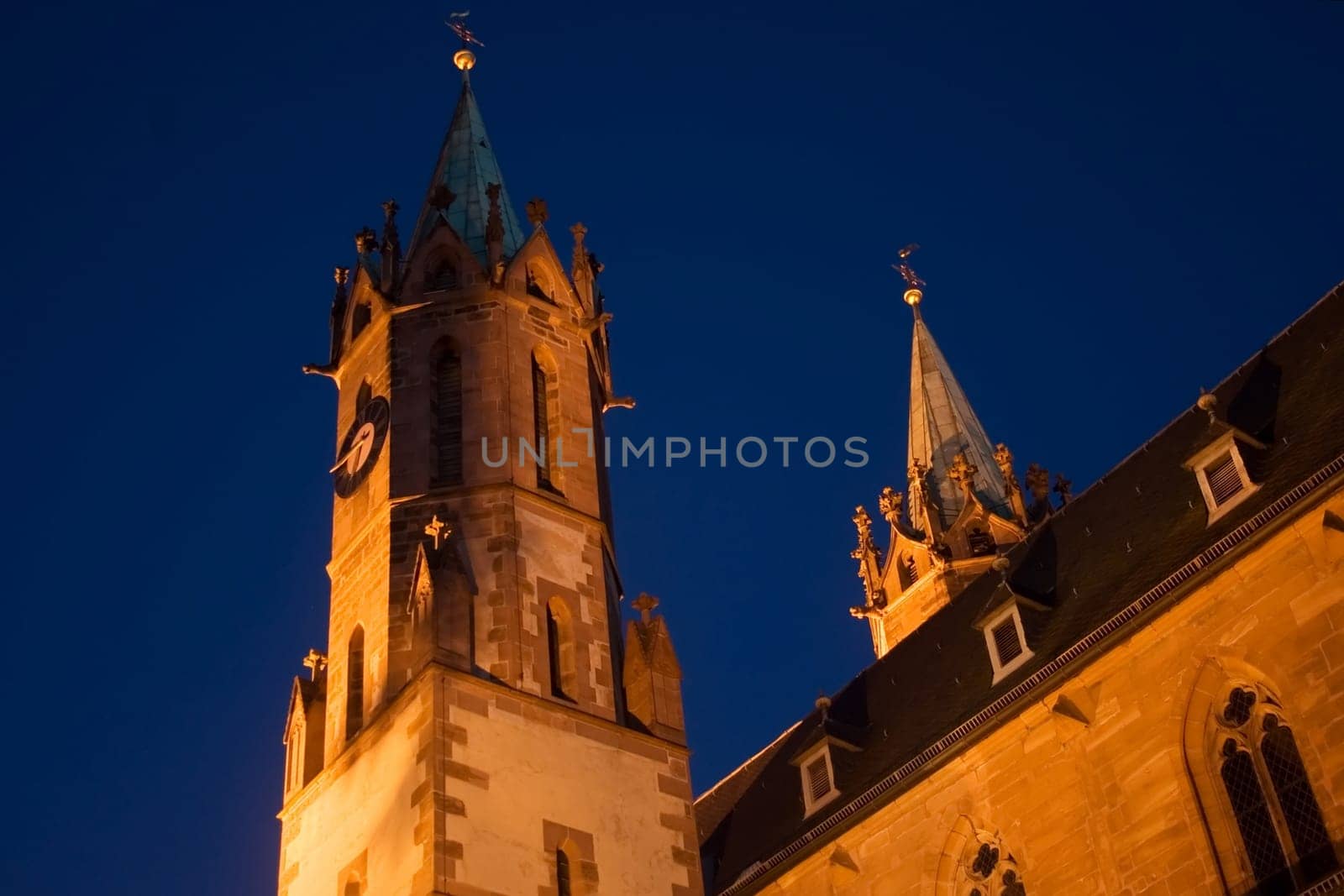 the St. Gallus Church in Ladenburg,an old Roman town,at the blue hour.