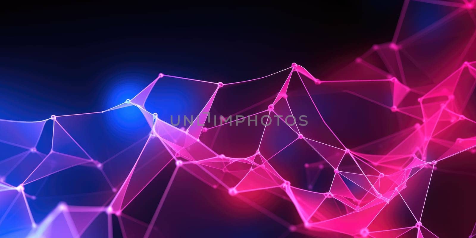 3D network connections with plexus design pink and blue neon color background wallpaper. Generative AI weber. by biancoblue