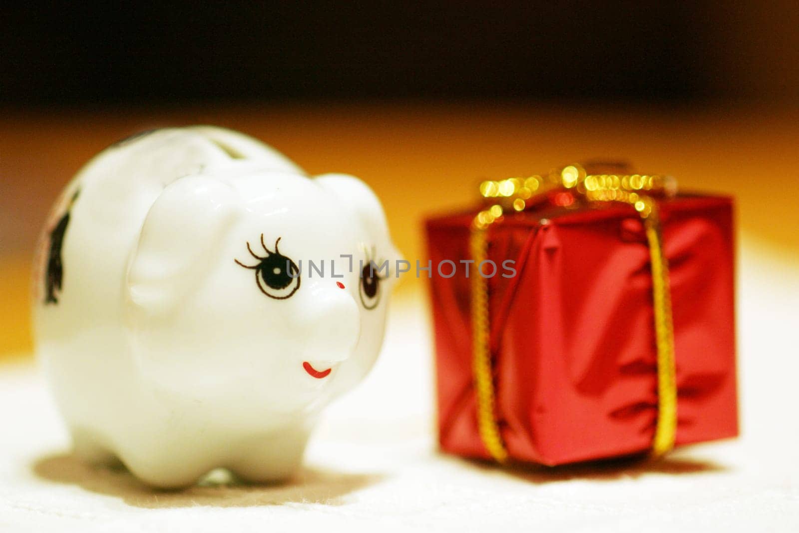 Piggy bank with gift