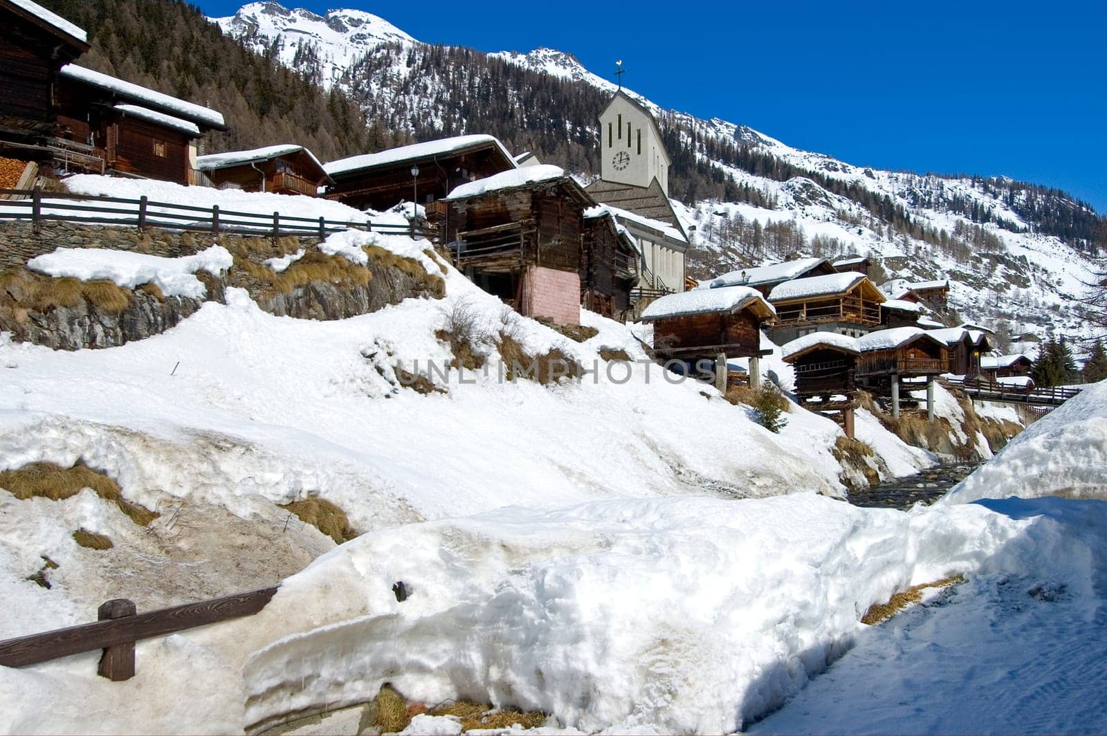 Warehouses,Church of Blatten,Lötschental,Valais,Switzerland