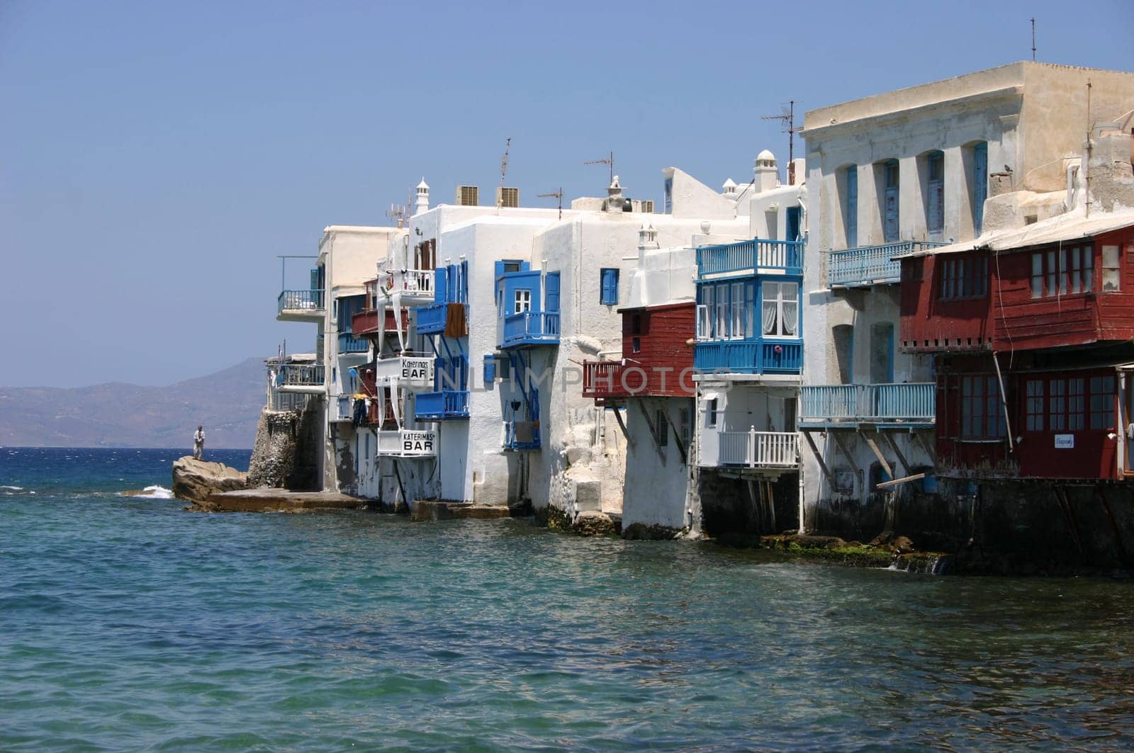 The houses of the so-called "Little Venice"" in the port of Mykonos"