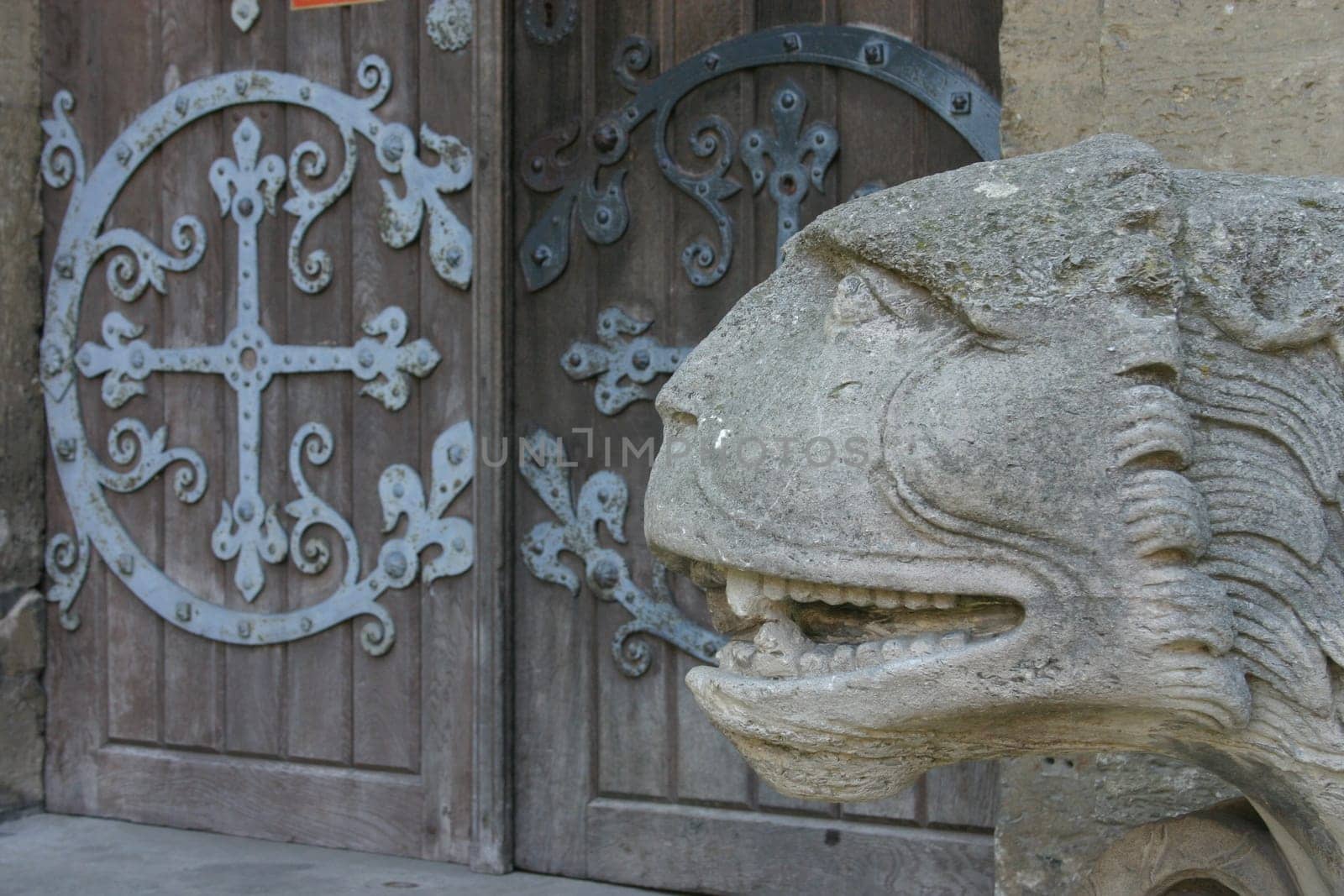 Lion's head at the lion portal of the imperial cathedral in Königslutter