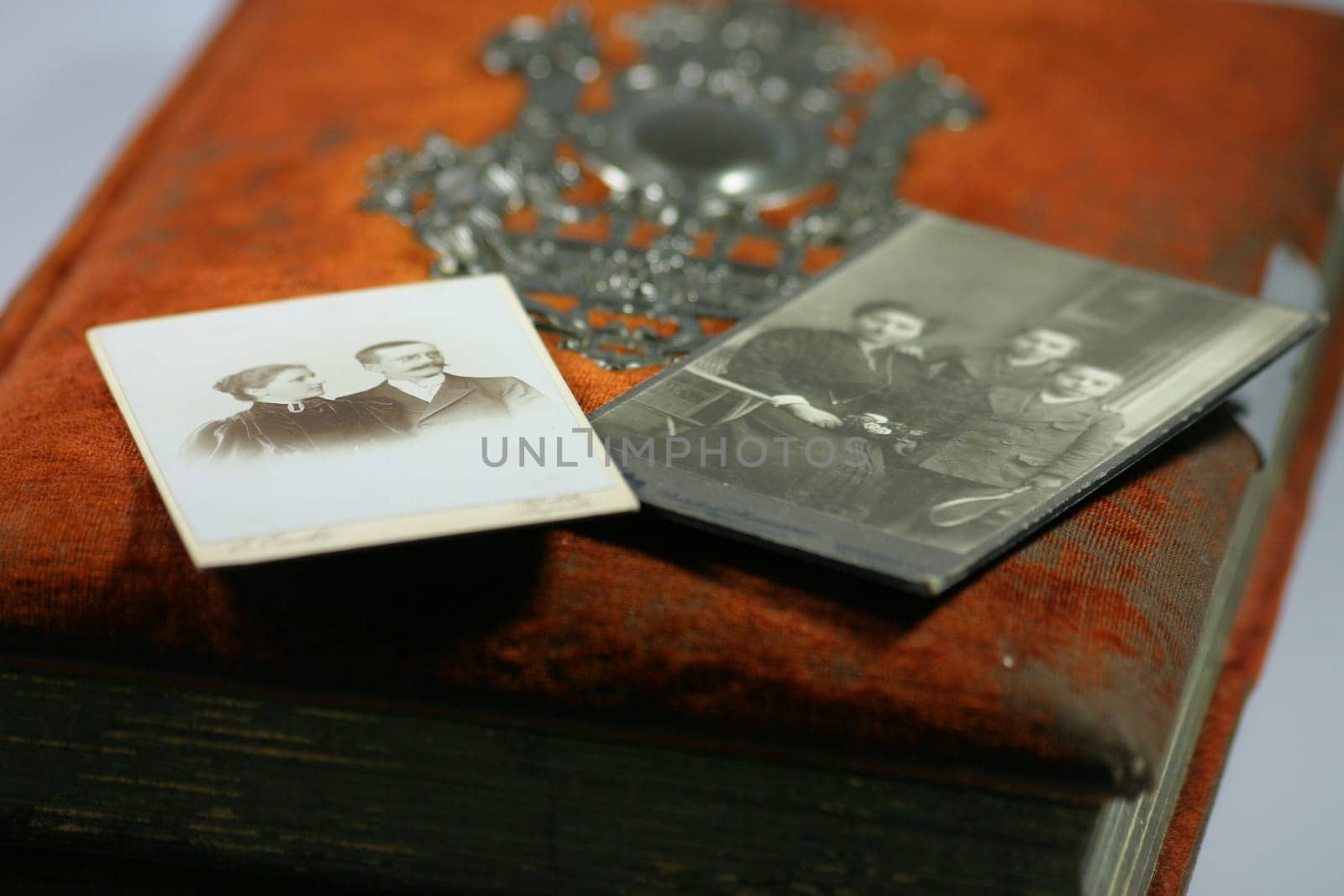 Old photo album with photos from the flea market
