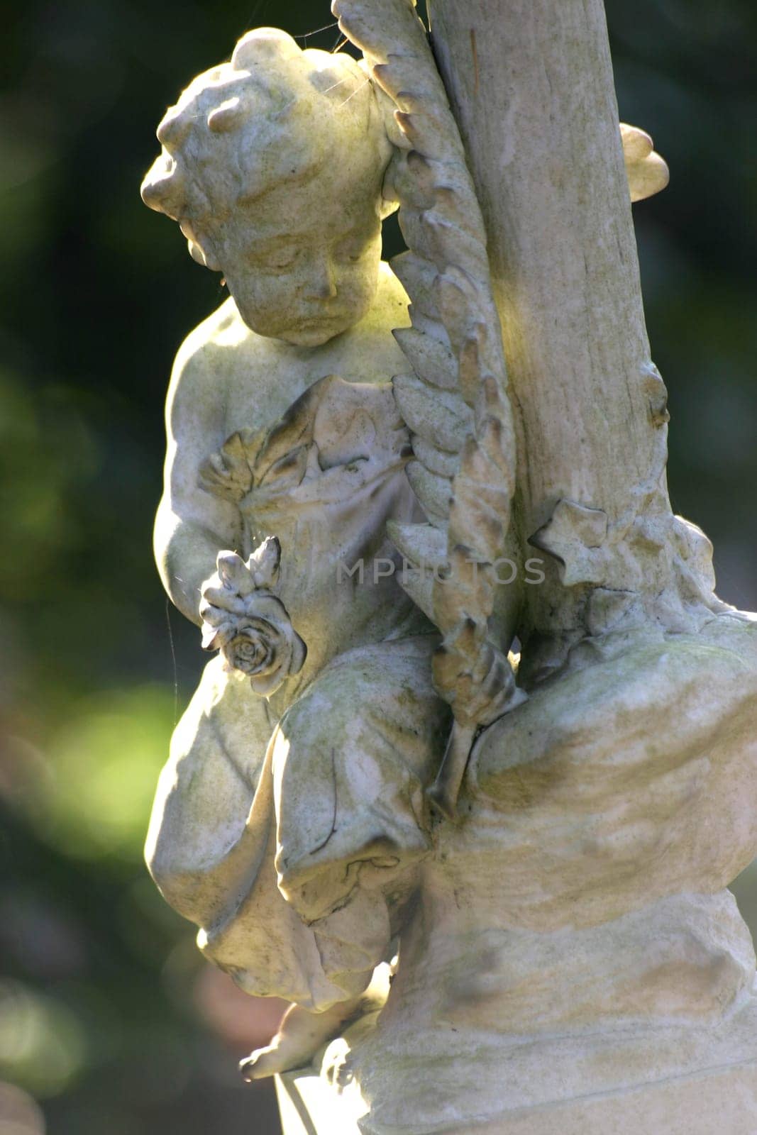 Marble angel figure on a grave