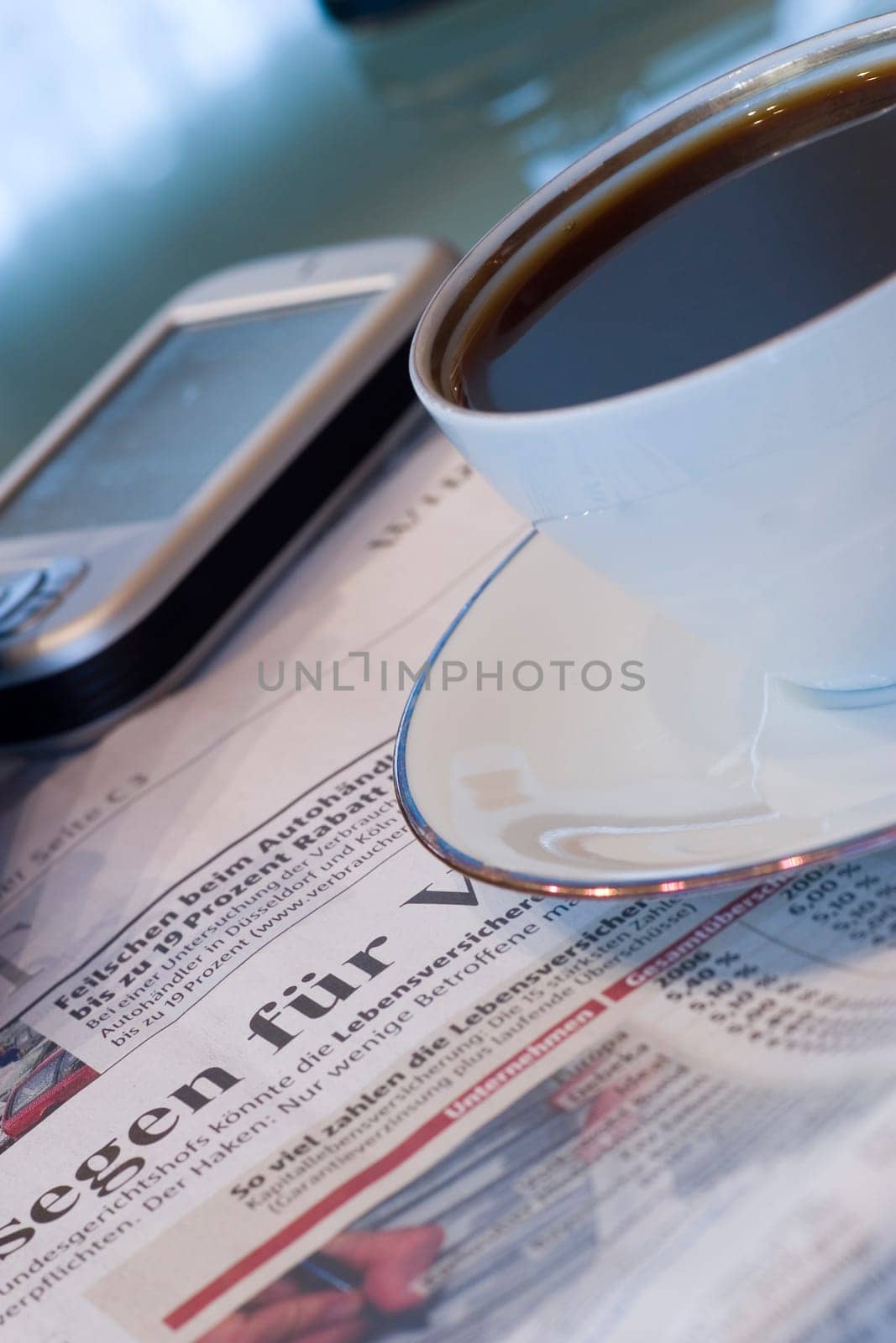 Coffee break with daily newspaper