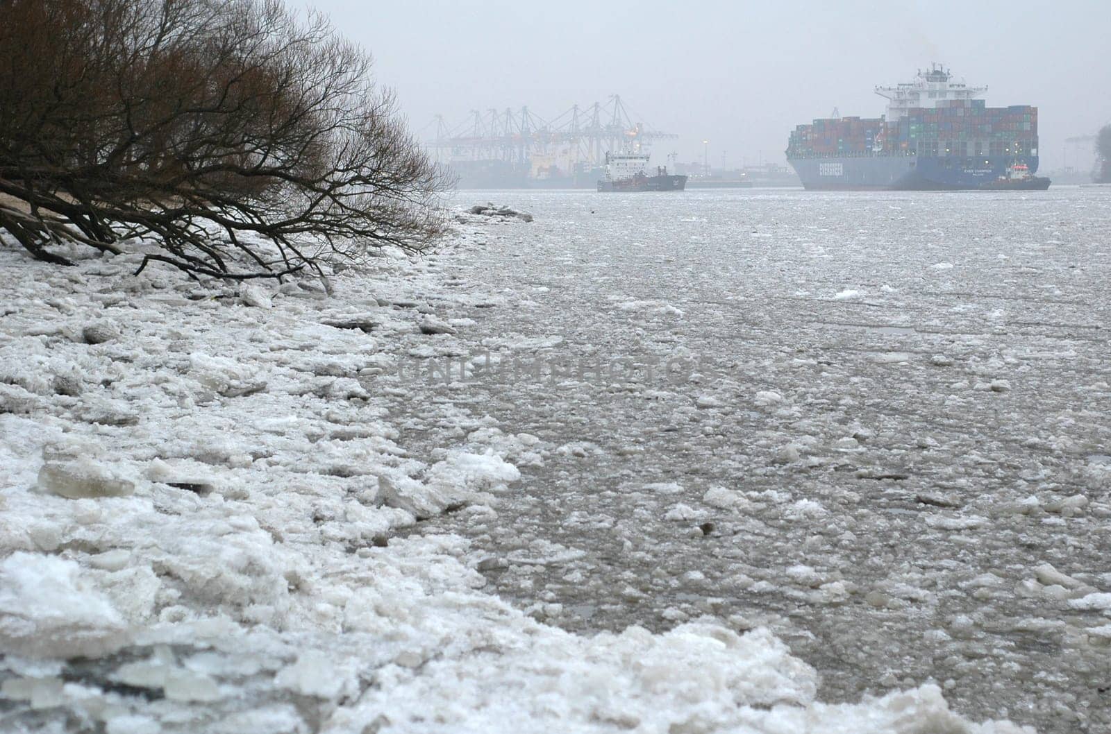 Ice floes on the Elbe