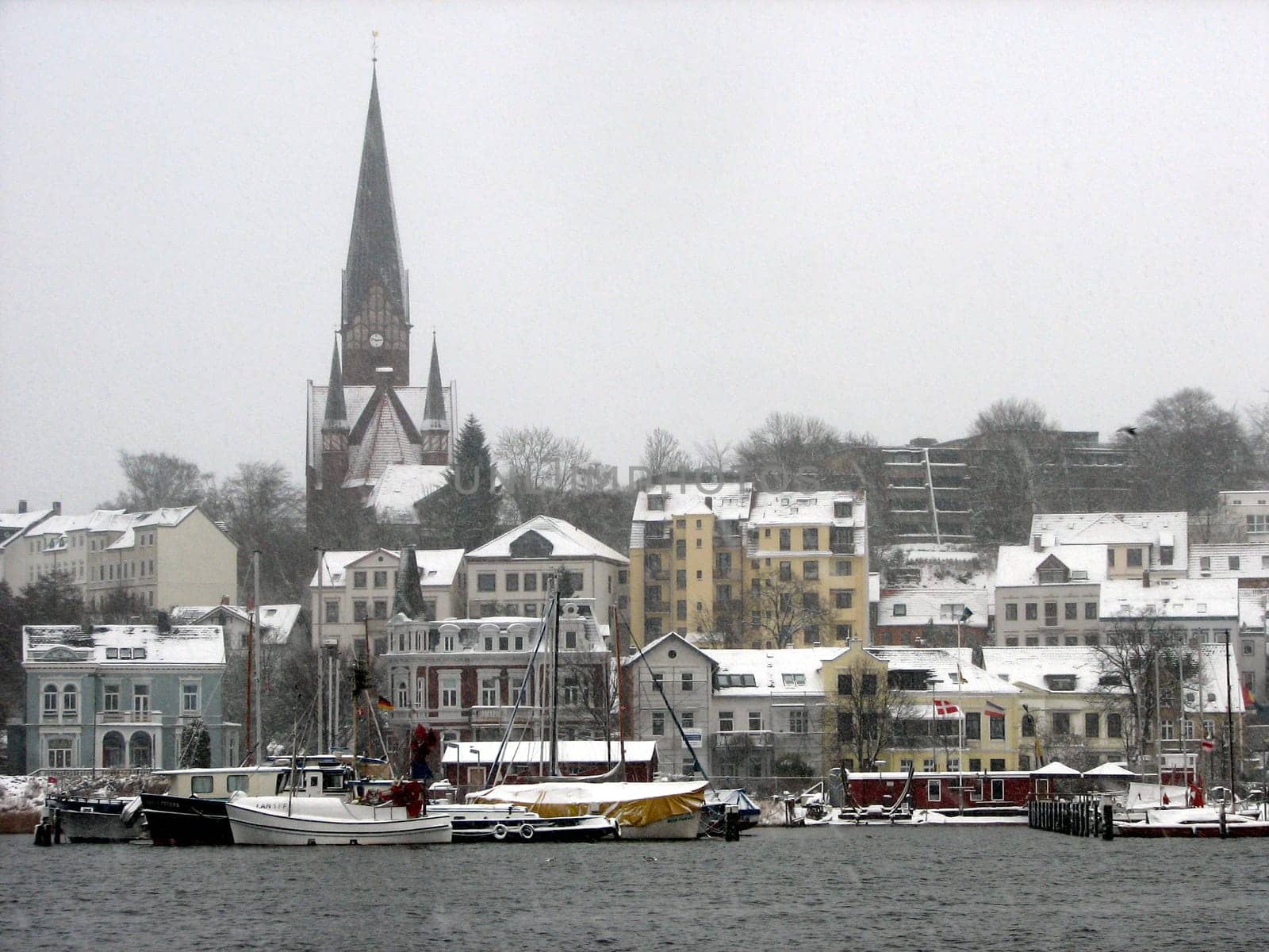 Flensburg's most beautiful view - Jürgensby. This time not with sun,rainbow or moon,but with snow