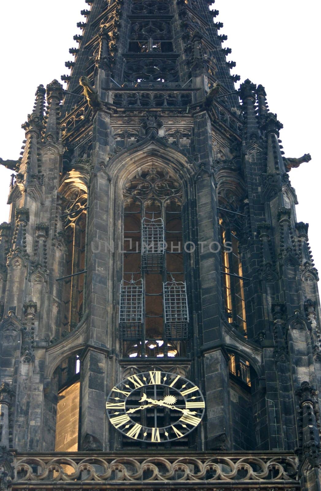 Church spire with the cages in which the bodies of the executed Anabaptists were hung