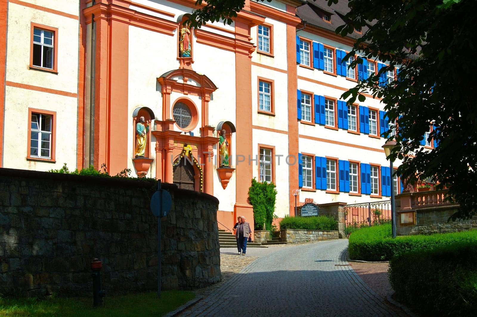 Entrance to the monastery church Monastery of St. Trudpert in the Münstertal im Breisgau Black Forest Germany