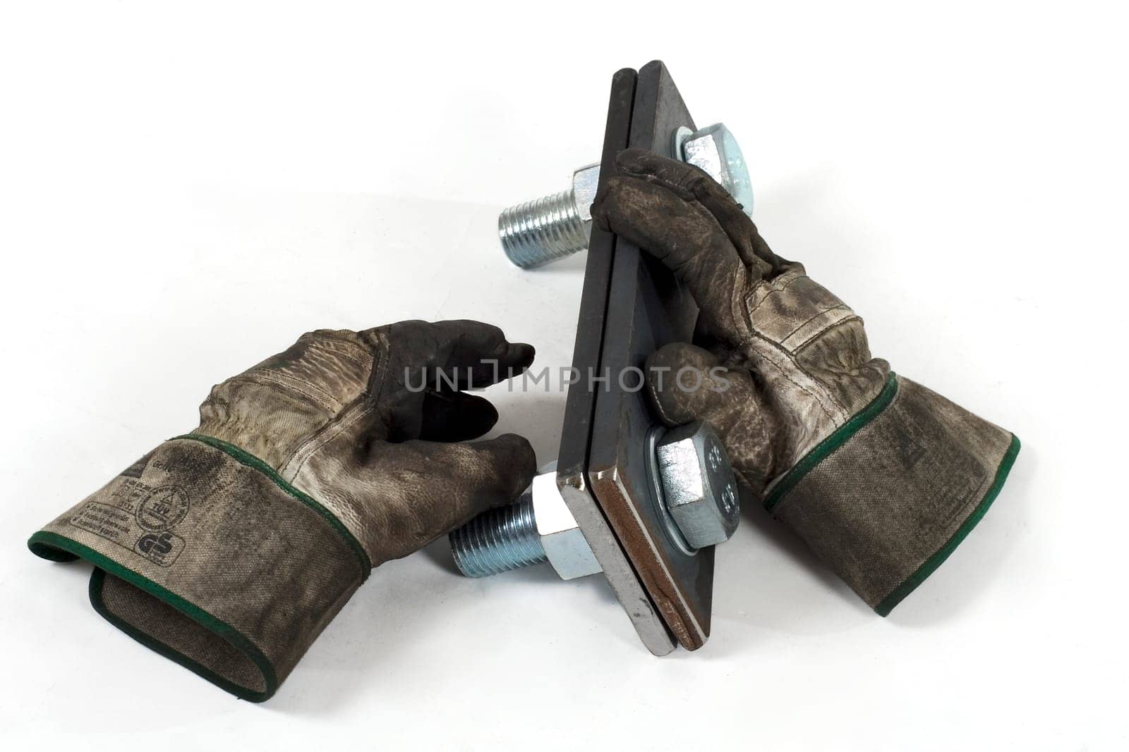 Gloves and workpiece after the work is done