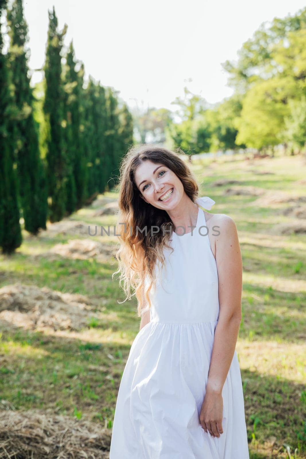 woman for a walk in the park on the street