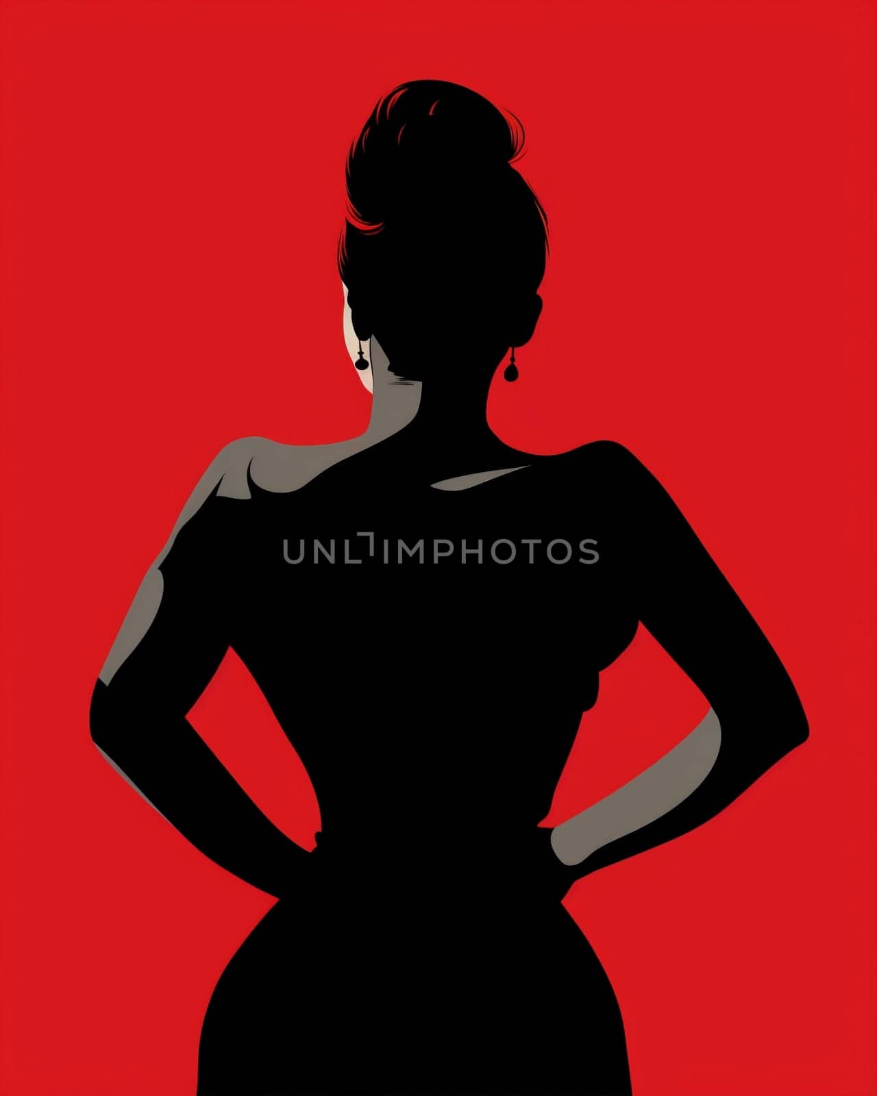 attractive woman female black model background poster fashion vintage glamour red portrait. Generative AI. by Vichizh