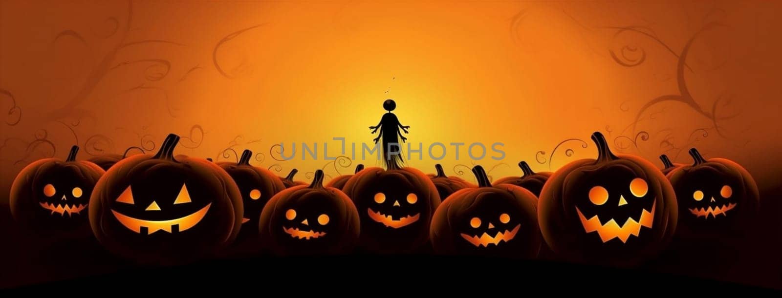 orange pumpkin night halloween dark ghost horror black holiday october. Generative AI. by Vichizh
