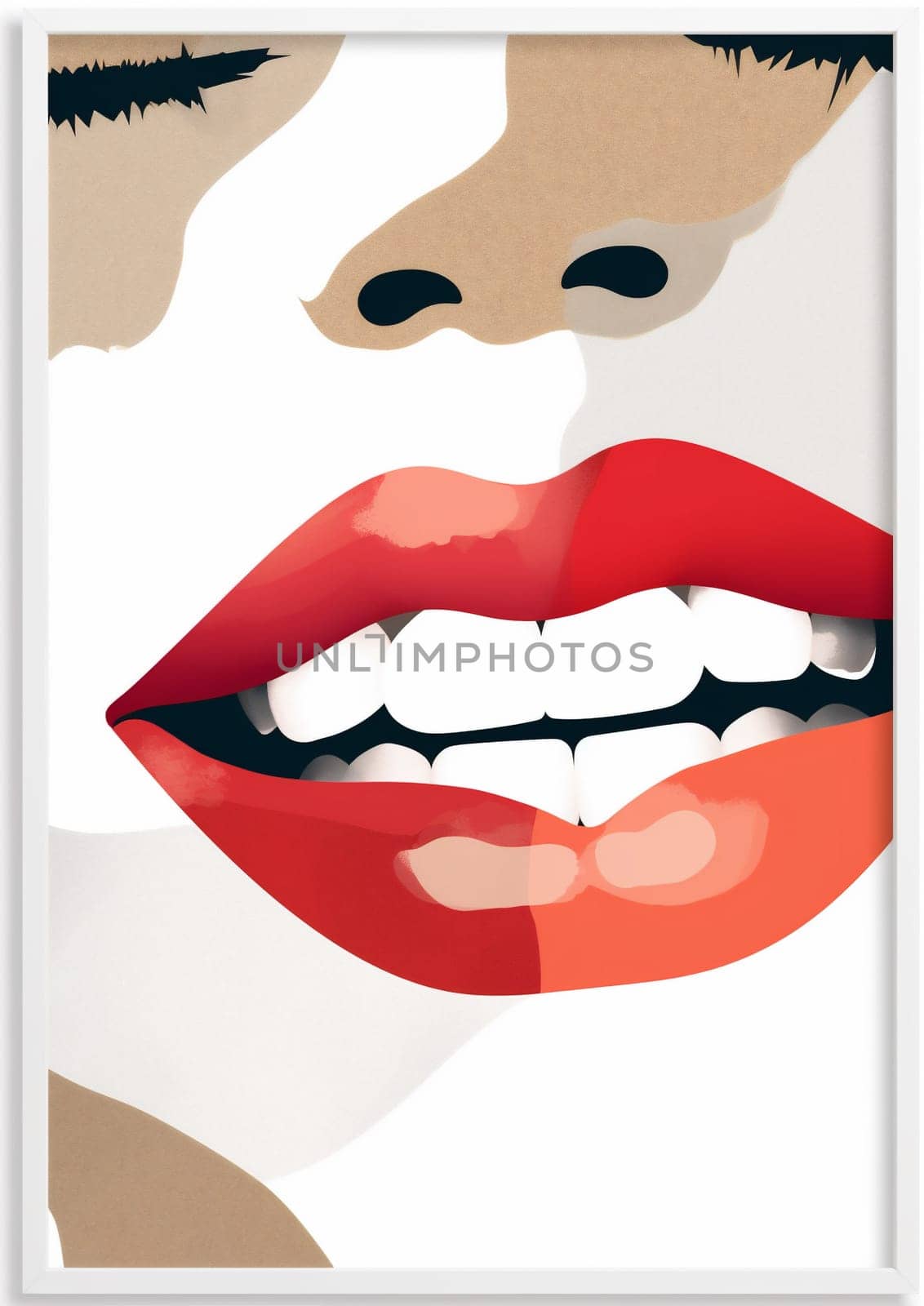 american woman pop lipstick teeth african graphic lip poster glamour red cartoon symbol illustration fashion female toothpaste black design girl beautiful retro. Generative AI.