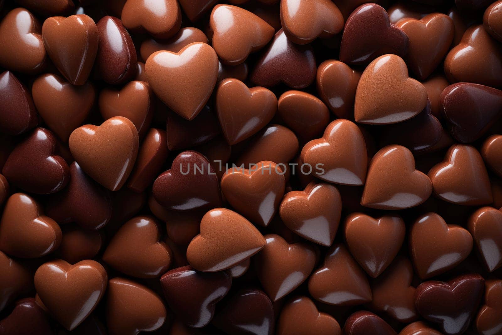 Valentine day. Chocolate candies in heart shape texture, AI Generated