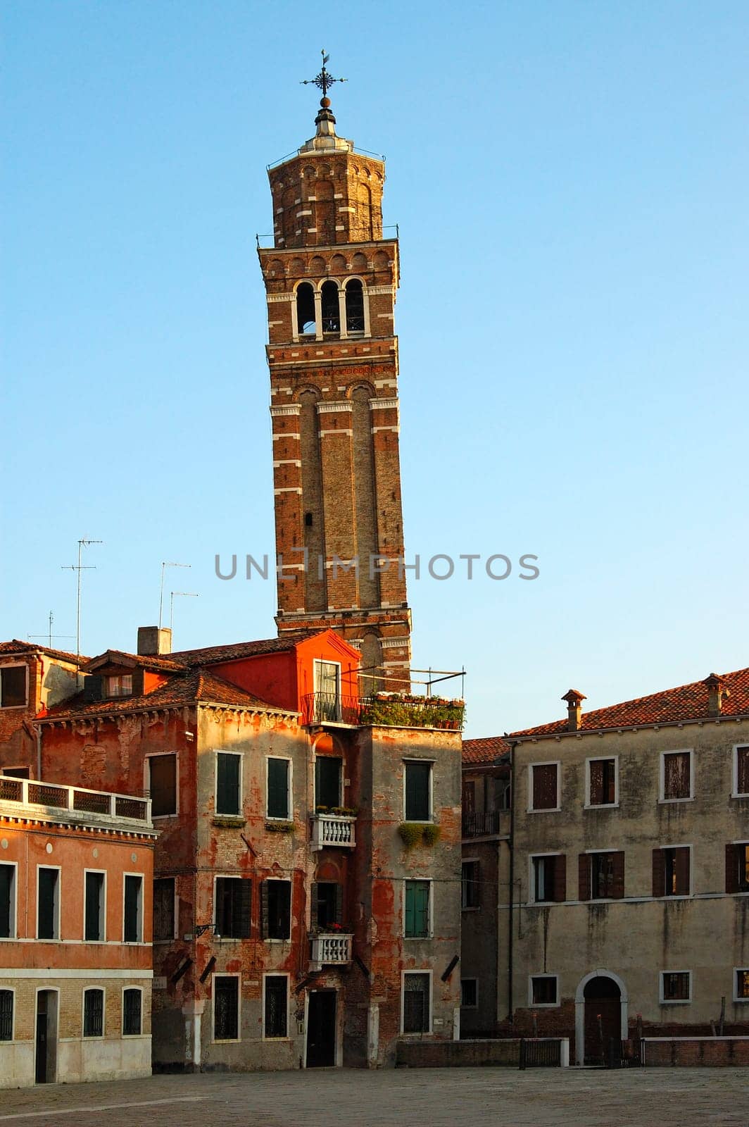 Leaning bell tower,Venice,Italy