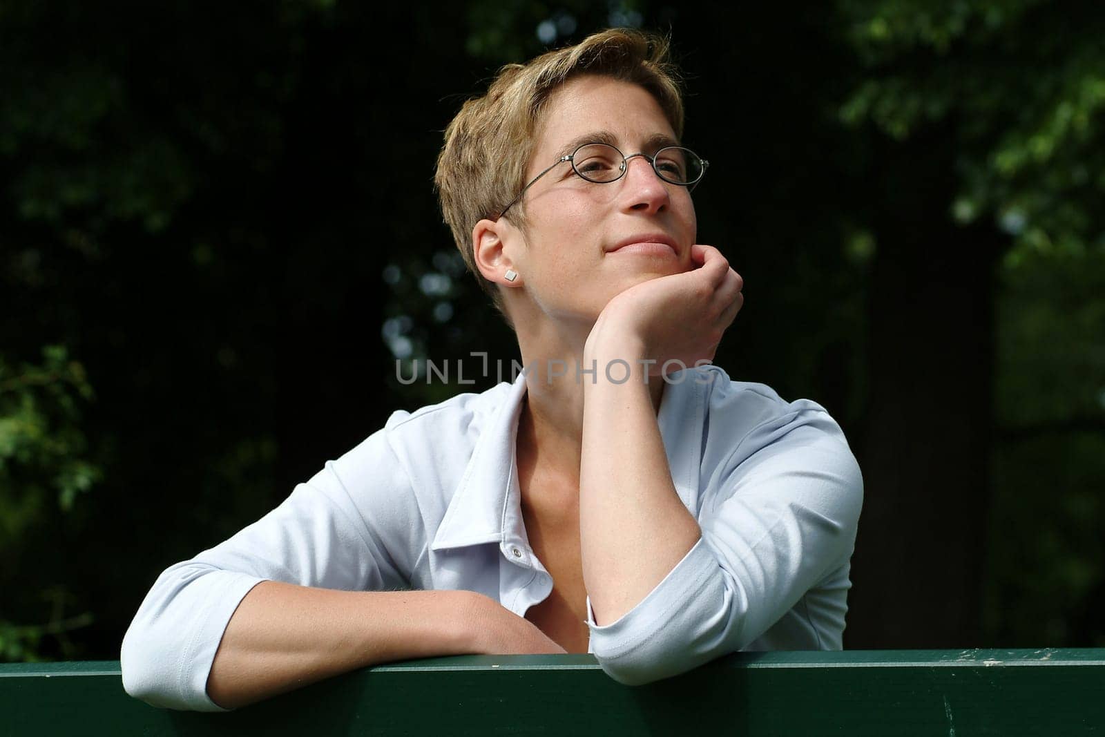 Young woman on a park bench