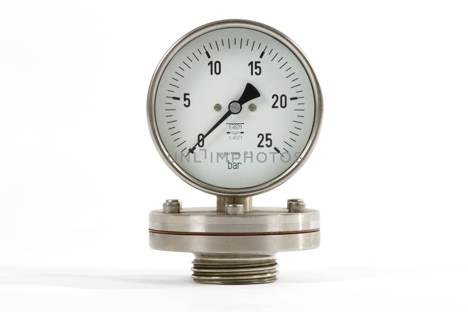 Pressure gauge isolated against a white background