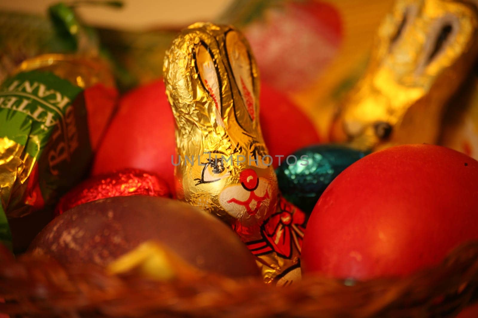 Basket with delicious Easter things