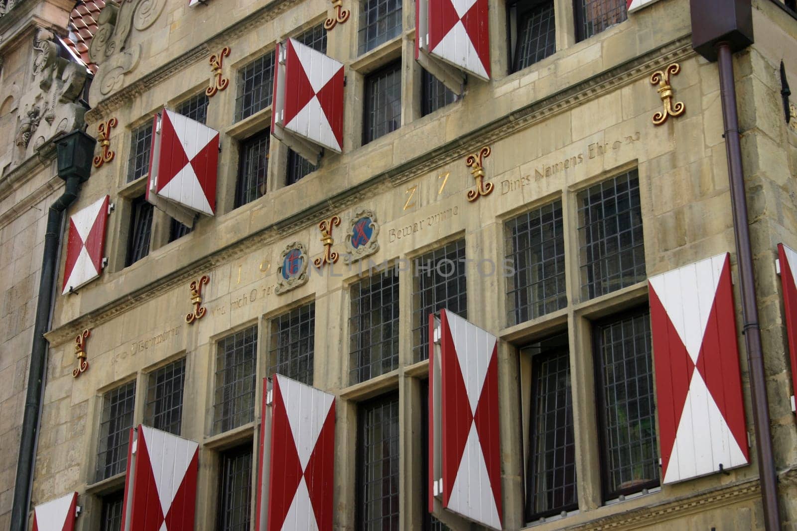 Detail de house façade of a patrician house on the Prinzipalmarkt in Münster (Westphalia)