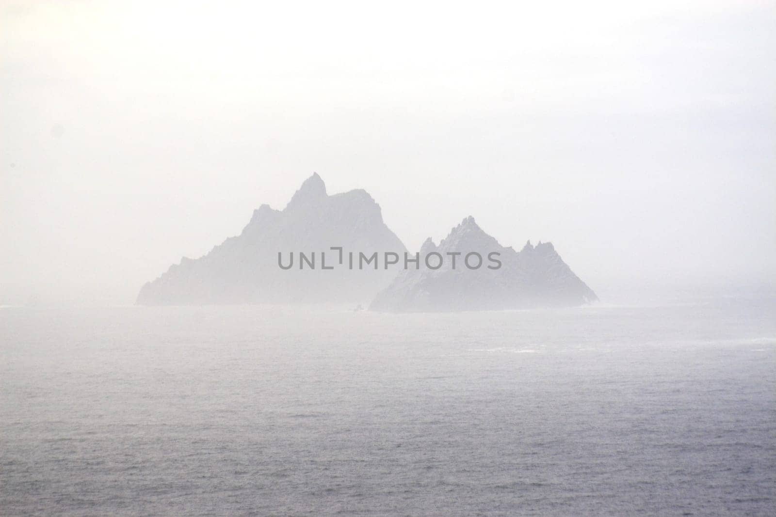 The Skellig Islands off the southwest coast of Ireland taken in the backlight of the afternoon sun