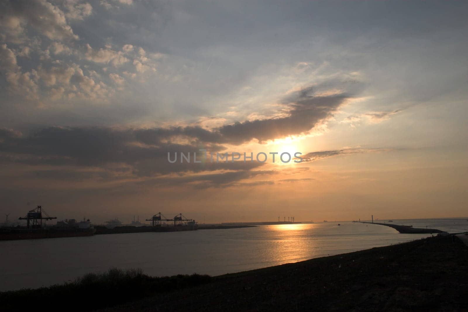 View past the Europoort towards the North Sea