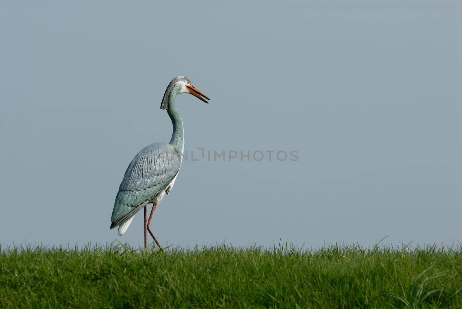 Artificial heron on Hallig Hooge,Germany