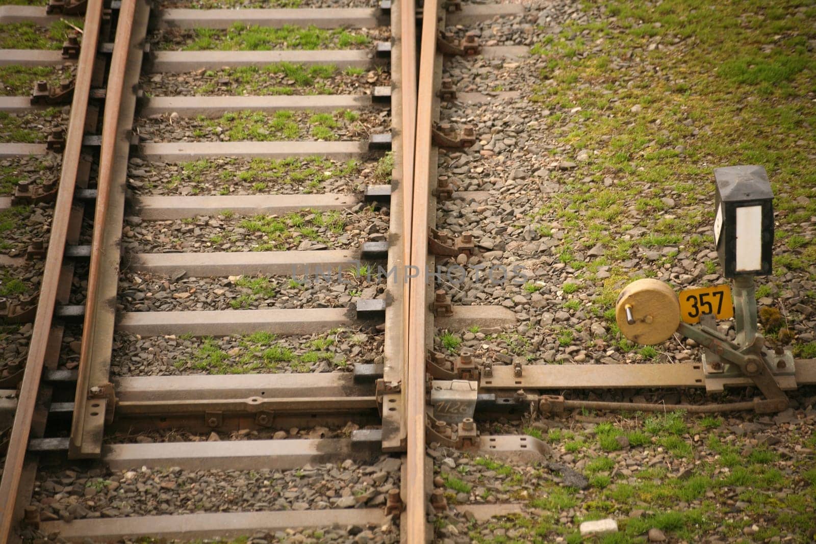 Railroad tracks with switch