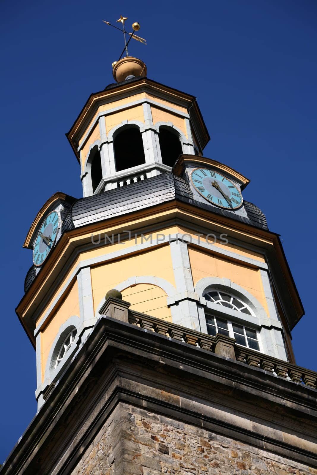 Tower of the Marktkirche in Rinteln an der Weser (Lower Saxony)