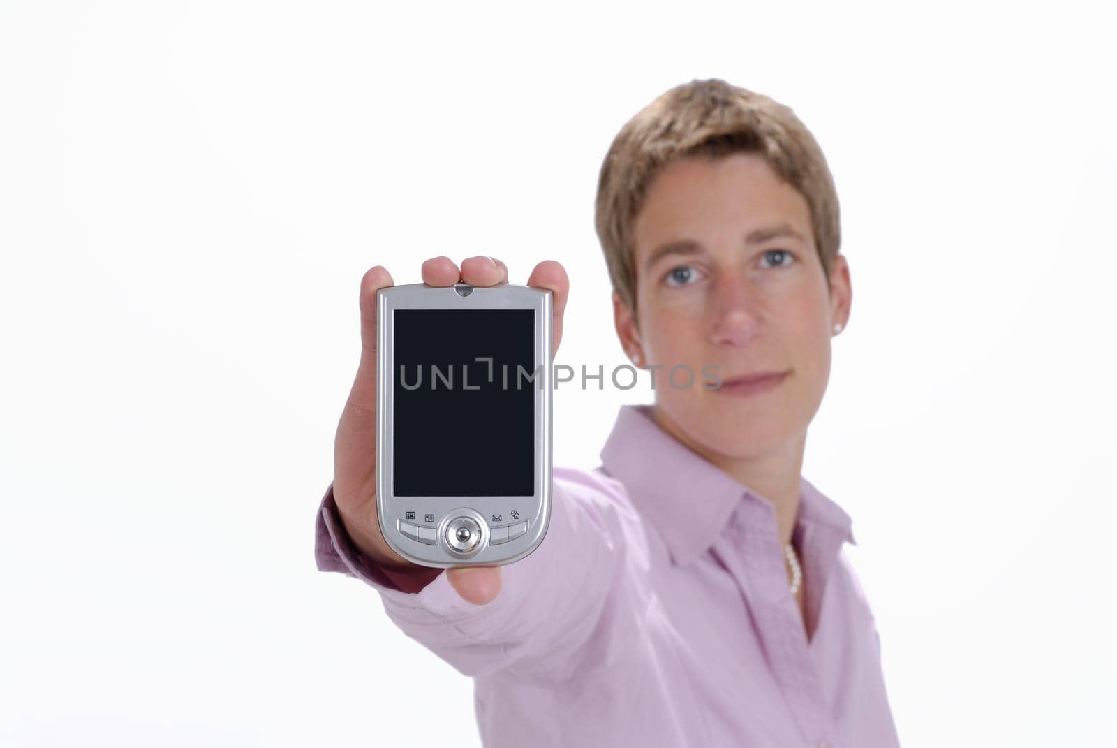 Business woman holding a PDA